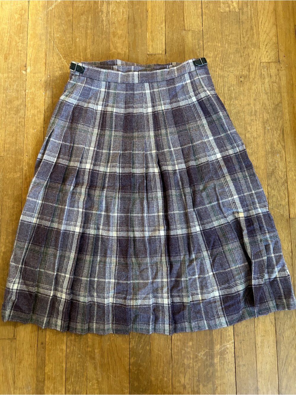Plaid Pleated wool Skirt - Purple